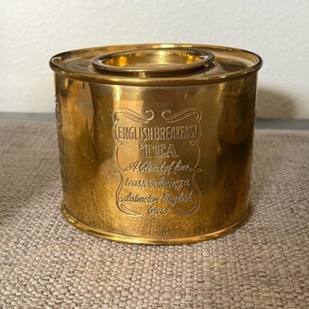 Vintage English Breakfast Tea Gold / Brass Container